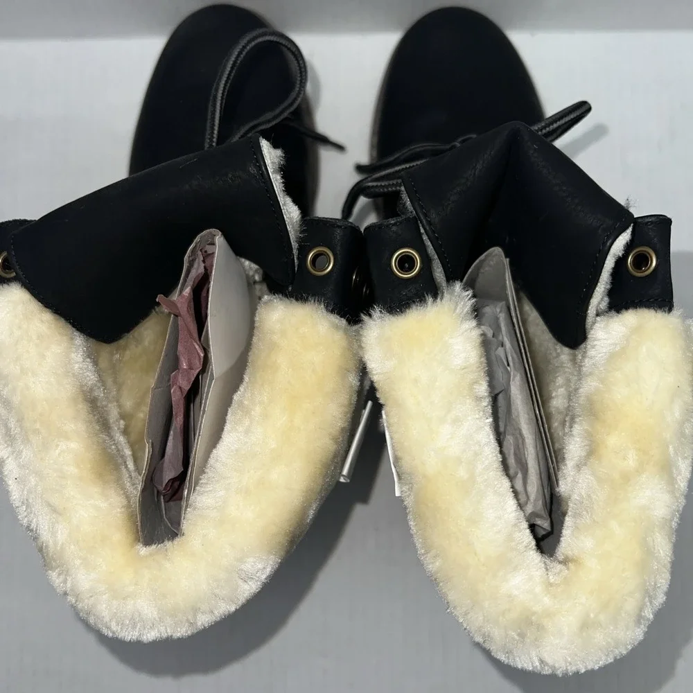 Dream Paris‎ Black Lined Faux-Fur  Boots Women's Size 7.5 NEW